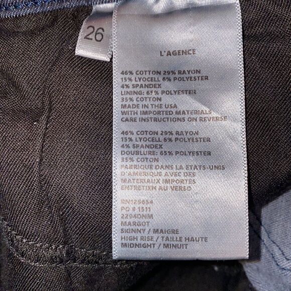 L’Agence NWT Margot Skinny High Rise Jeans in Midnight Blue Size 26 - Picture 11 of 11